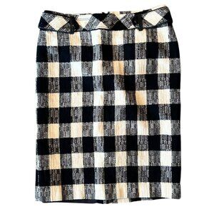 Compagna Monochromatic Check Old Money Classic Pencil Skirt